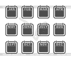 Набор иконок календаря с названиями месяцев года - графика в векторном формате