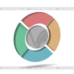 Circular graph with 4 steps, sections or stages. Pi - vector clipart