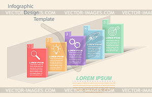 Инфографика с пиктограммами. Шаблон из 5 этапов - векторизованное изображение