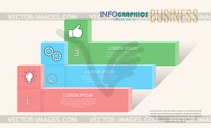 Infographics with pictograms. Template of 3 stages - vector clip art