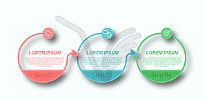 Infographics with pictograms. Template of 3 stages - vector clip art