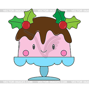 Icon of birthday cake. Colored filled contour. - vector clipart