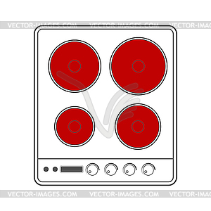 Electric hob for interior and kitchen equipment - color vector clipart