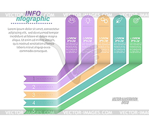 Инфографика с пиктограммами. Шаблон из 5 этапов - изображение в векторе