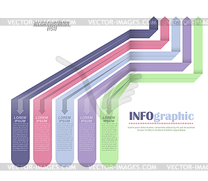 Инфографика с пиктограммами. Шаблон из 5 этапов - изображение в векторном виде