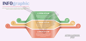 Инфографика с пиктограммами. Шаблон из 3-х этапов - клипарт в векторном виде