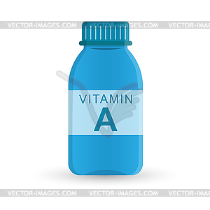 Bottle of vitamin A. Medicine. medical preparations - vector clipart