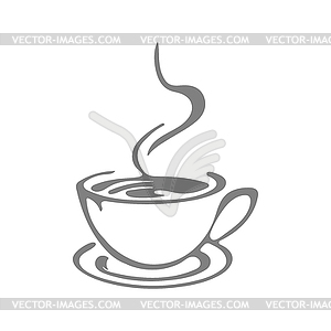 Cup of hot coffee on saucer. for logo, brand, sti - vector image