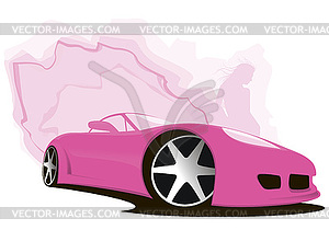 Sports pink car - vector image