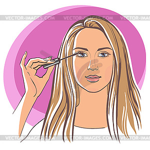 Женщина делает макияж - векторизованное изображение клипарта