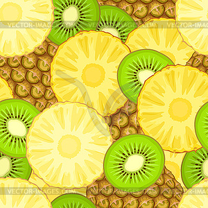 Seamless pattern with pineapple and kiwi - vector clipart