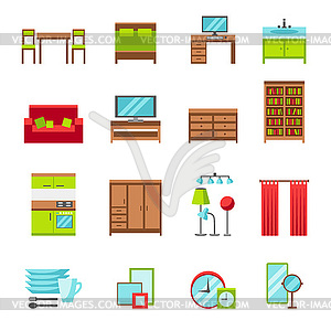 Furniture icons set - vector image