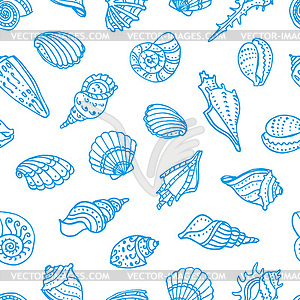 Seamless pattern with seashells - vector clipart