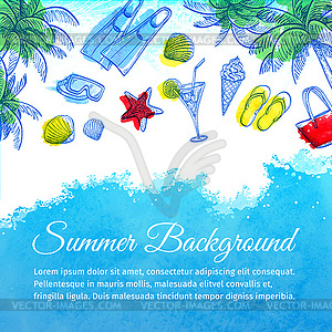 Sea watercolor background - vector image