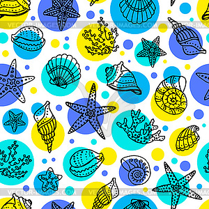 Seamless pattern with seashells - royalty-free vector image