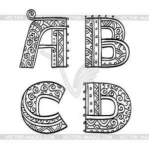 Vintage set of initial letters - vector image