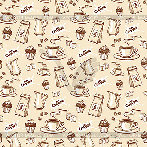 Coffee seamless pattern - vector clip art