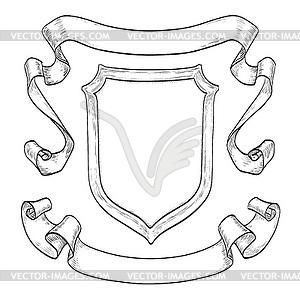 Vintage ribbons and shield - vector image