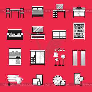Furniture icons set - vector image