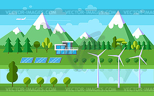 Flat landscape  - vector clip art