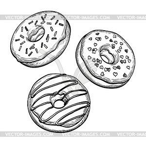 Sketch of donuts - vector image