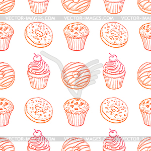 Pastry sweets seamless pattern - vector clipart