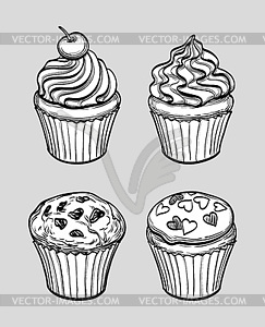 Set of muffins and cupcakes - vector clipart
