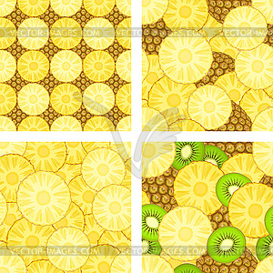 Seamless patterns with pineapple - vector EPS clipart