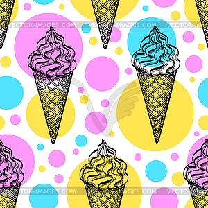 Seamless pattern with ice cream - vector clipart / vector image