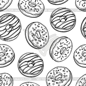 Seamless pattern with donuts - vector clipart