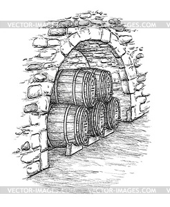 Wine cellar - white & black vector clipart