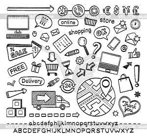 E-commerce sketch icons  - vector image