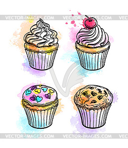 Set of muffins and cupcakes - vector clipart