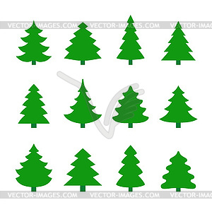 Set of christmas tree silhouettes - vector image