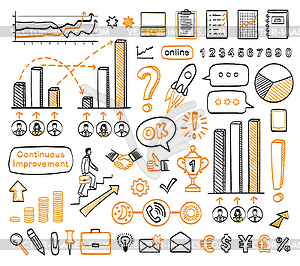 Business doodle set - vector EPS clipart