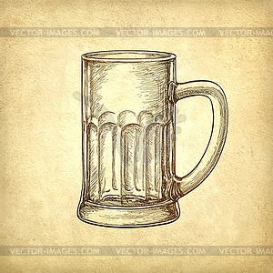 Beer mug on old paper background - vector clipart