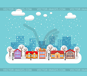 Christmas cityscape - vector clipart