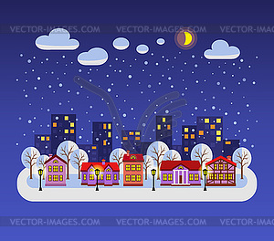 Christmas cityscape - color vector clipart