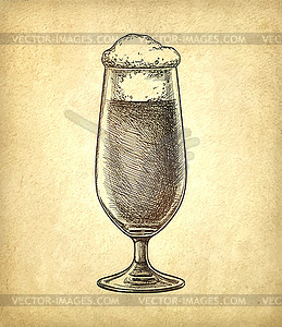 Beer glass on old paper background - stock vector clipart