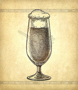 Beer glass on old paper background - stock vector clipart