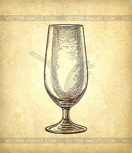 Beer glass on old paper background - vector clip art