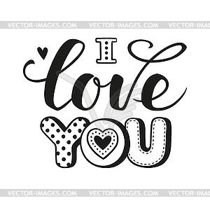 I love you calligraphic Lettering - vector image