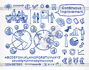 Business doodle set - vector image