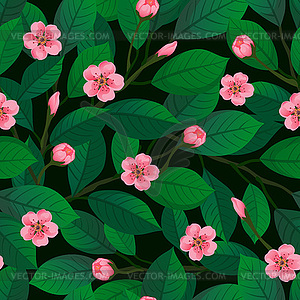 Floral seamless pattern. Cherry blossom. Vector - vector clipart