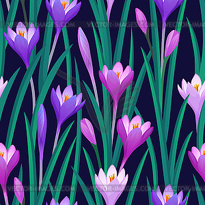 Floral seamless pattern with crocuses - vector image
