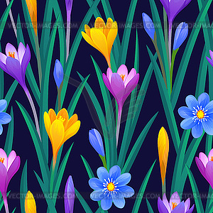 Floral seamless pattern with crocuses - vector EPS clipart