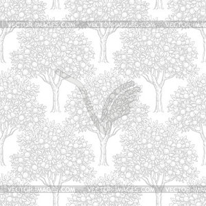 Seamless pattern with orange trees - vector clip art