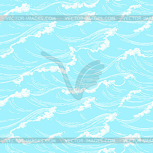 Sea waves seamless pattern - vector image