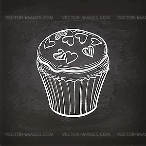 Cupcake sketch on chalkboard - vector image