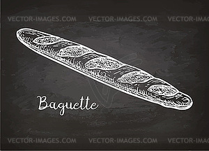 Chalk sketch of bagette - vector image